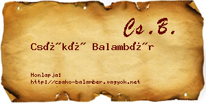 Csákó Balambér névjegykártya